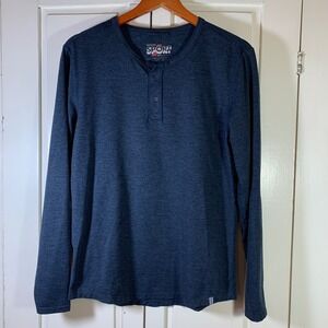 Marine Layer Weekend Sport Men Blue Henley Shirt Large Preppy Casual Minimalist